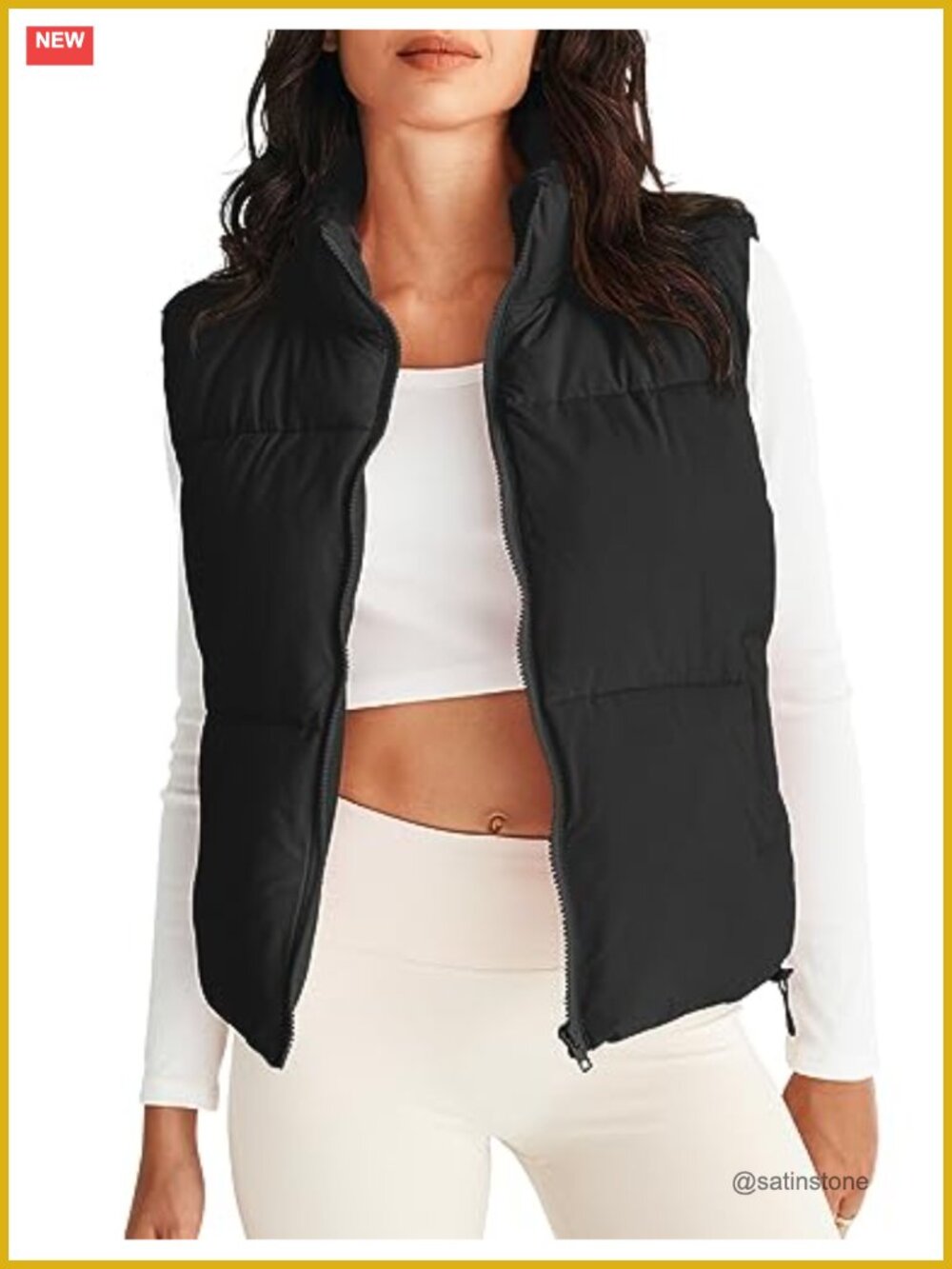 Women's Quilted Puffer Vest Sleeveless Zip Up 100% Polyester Lightweight